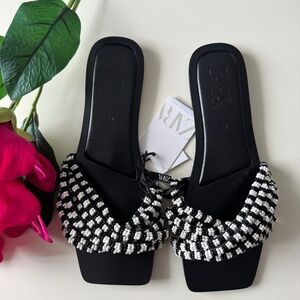 Zara beaded flat sandals